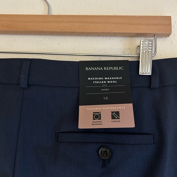 NWT Banana Republic Avery Machine Washable Italian Wool Slim Dress Pants 10 Navy - Picture 5 of 7
